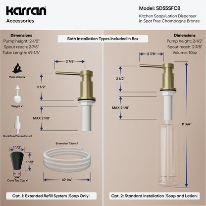 Karran SD55 Soap Dispenser In Spot-Free Champagne Bronze
