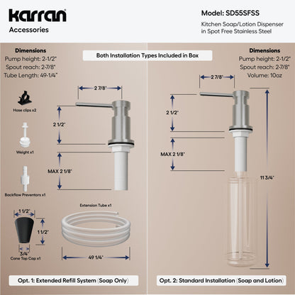 Karran SD55 Soap Dispenser In Spot-Free Stainless Steel