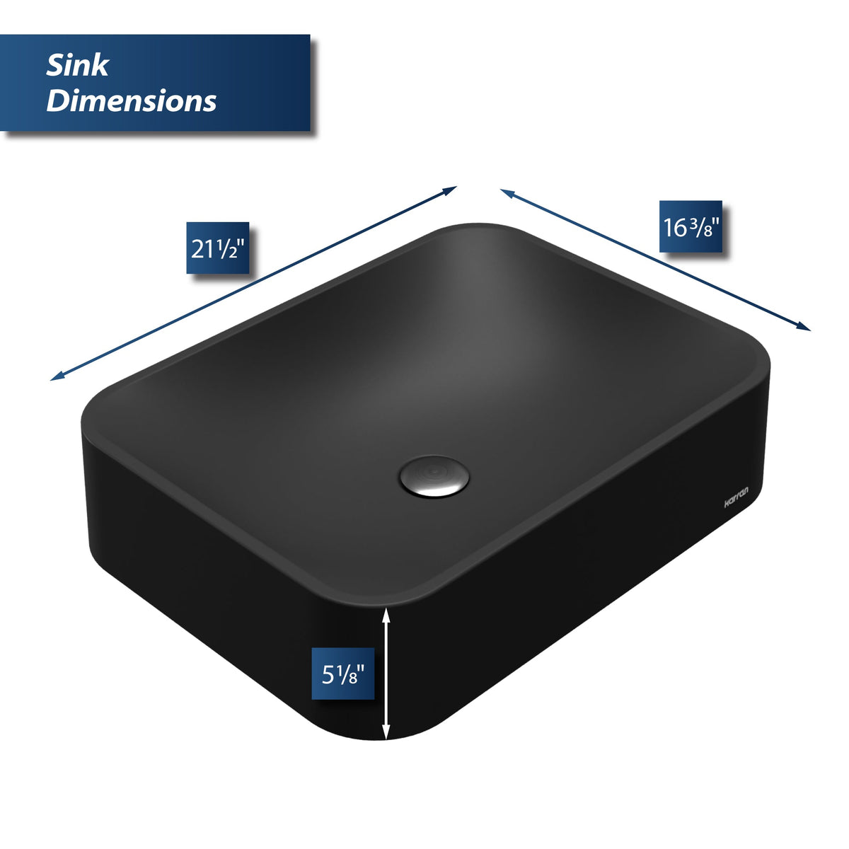 21-1/2" Vessel Quartz Composite Bathroom Sink In Black