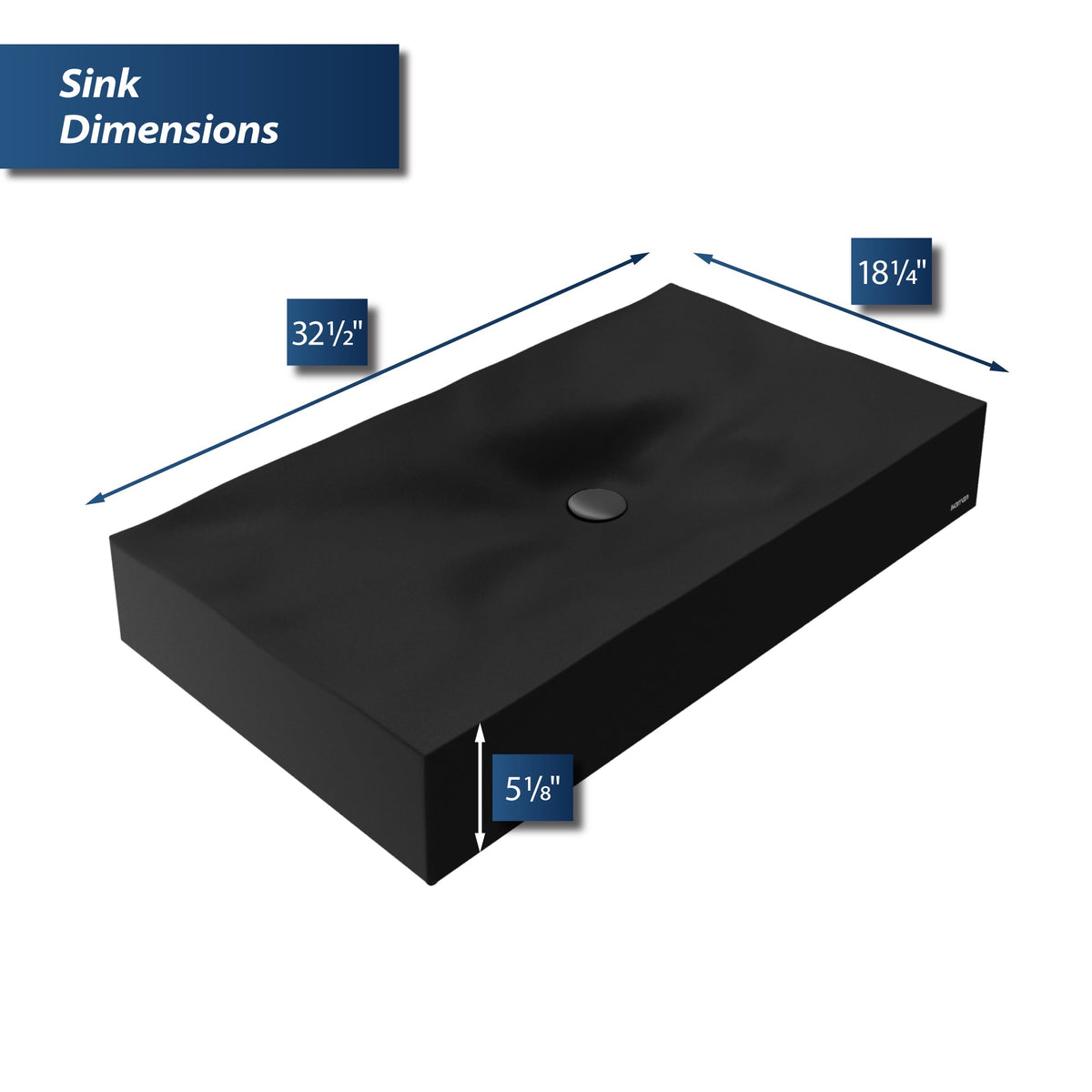 32-1/8" Vessel Quartz Composite Bathroom Sink In Black