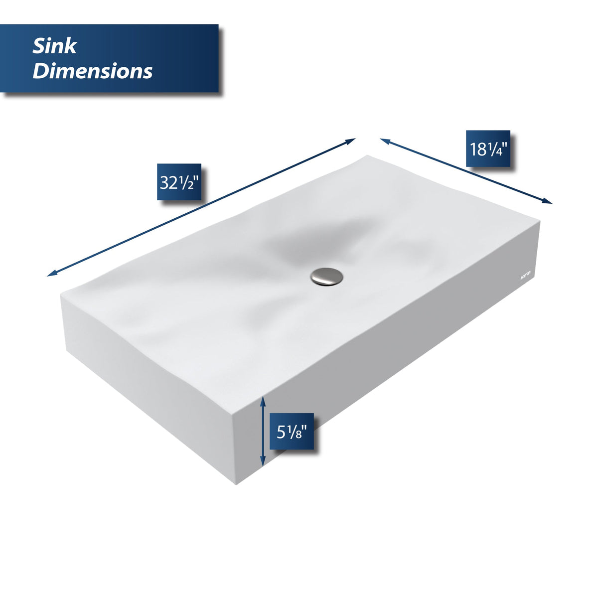 32-1/8" Vessel Quartz Composite Bathroom Sink In White