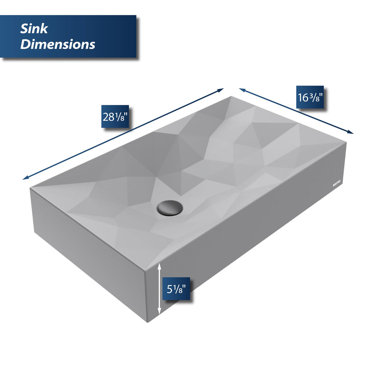 28-1/8" Vessel Quartz Composite Bathroom Sink In Grey