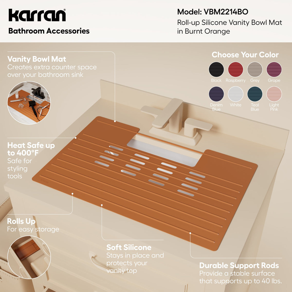 Burnt Orange Vanity Bowl Mat