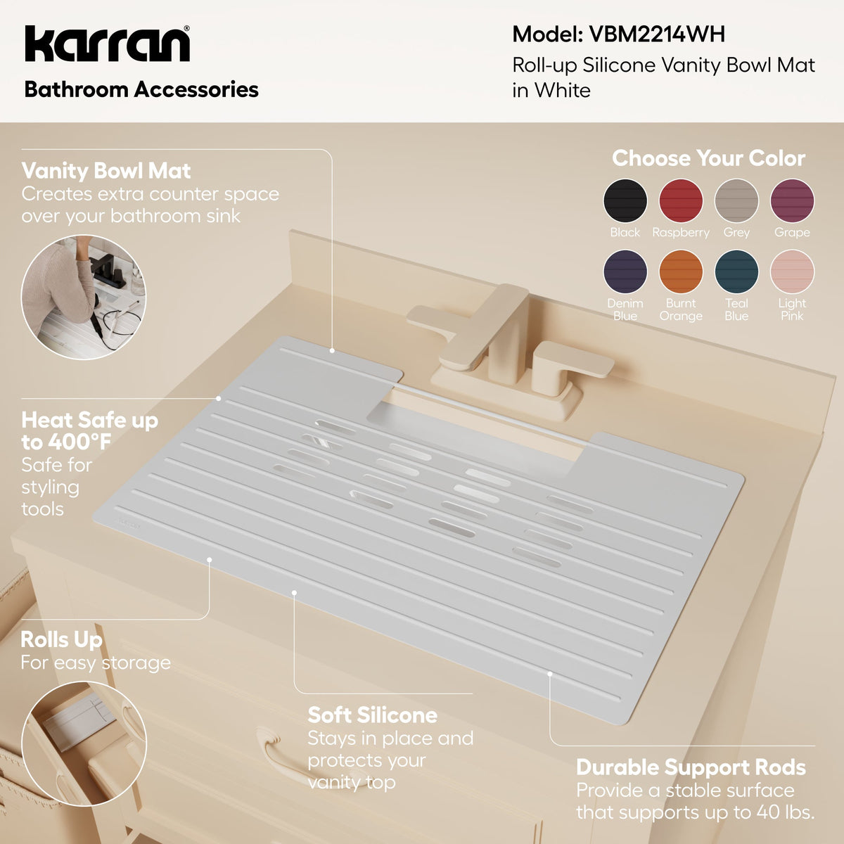 White Vanity Bowl Mat