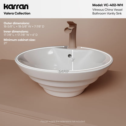 18" Vessel Vitreous China Bathroom Sink In White