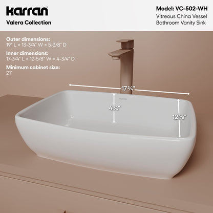 19" Vessel Vitreous China Bathroom Sink In White