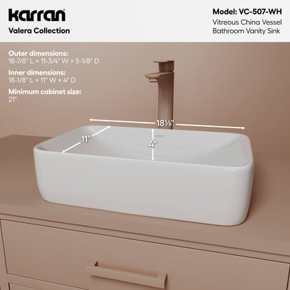 19" Vessel Vitreous China Bathroom Sink In White