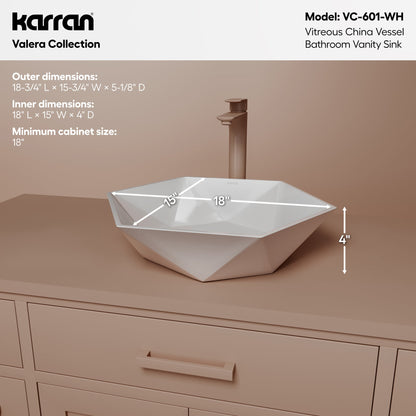 18" Vessel Vitreous China Bathroom Sink In White