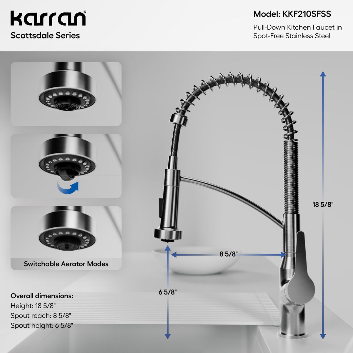 Elite 32" Undermount Workstation 16 Gauge Double Bowl Stainless Steel Kitchen Sink with Scottsdale Pull-Down Faucet