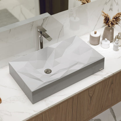 28-1/8" Vessel Quartz Composite Bathroom Sink In Grey