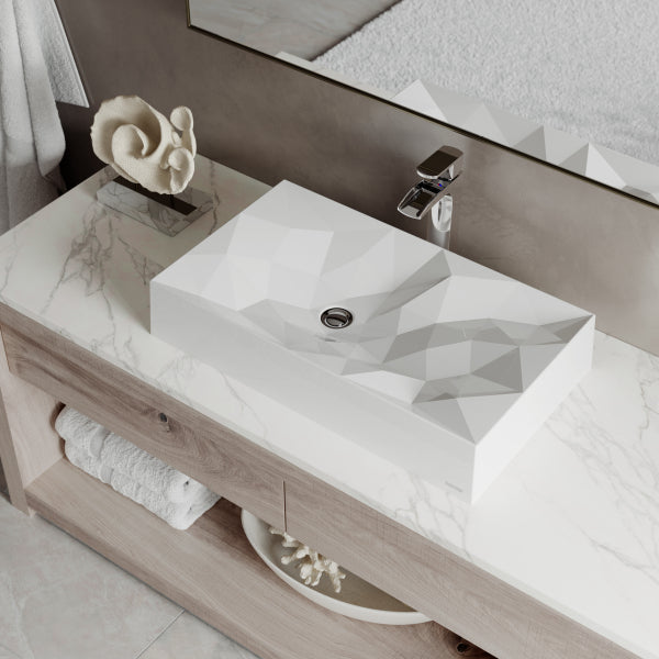 28-1/8" Vessel Quartz Composite Bathroom Sink In White