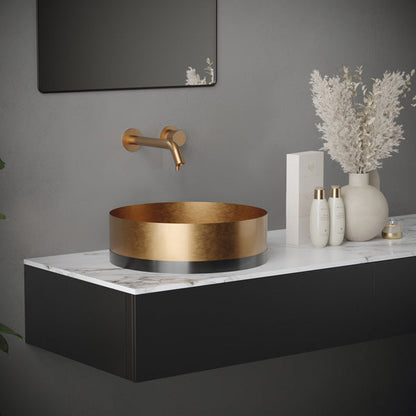 15-3/4" Vessel Stainless Steel Bathroom Sink In Brushed Copper & Gunmetal Grey