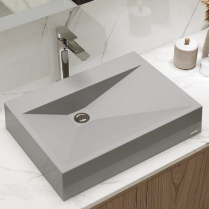 24-1/4" Vessel Quartz Composite Bathroom Sink In Grey