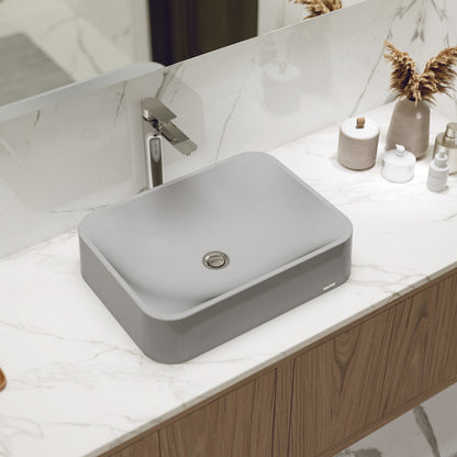 21-1/2" Vessel Quartz Composite Bathroom Sink In Grey