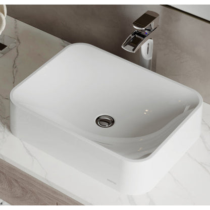 21-1/2" Vessel Quartz Composite Bathroom Sink In White