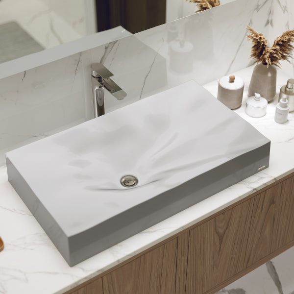 32-1/8" Vessel Quartz Composite Bathroom Sink In Grey