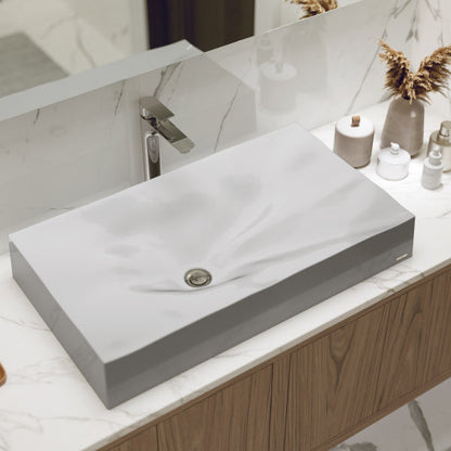 32-1/8" Vessel Quartz Composite Bathroom Sink In Grey