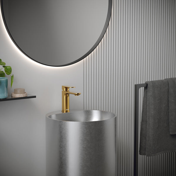 16-1/2" Pedestal Stainless Steel Bathroom Sink In Stainless Steel