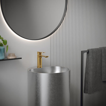 16-1/2" Pedestal Stainless Steel Bathroom Sink In Stainless Steel