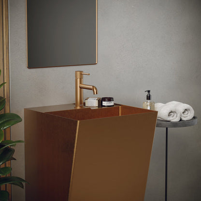 19-3/4" Pedestal Stainless Steel Bathroom Sink In Brushed Copper