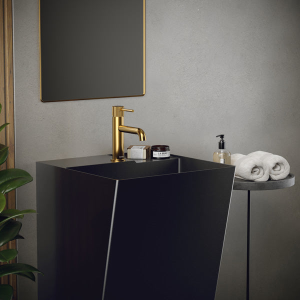 19-3/4" Pedestal Stainless Steel Bathroom Sink In Gunmetal Grey
