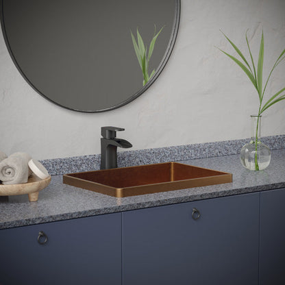 20" Top Mount Stainless Steel Bathroom Sink In Brushed Copper