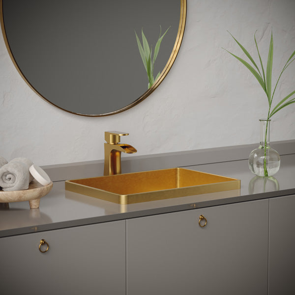 20" Top Mount Stainless Steel Bathroom Sink In Gold