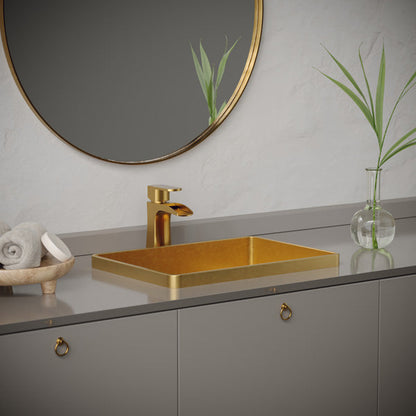 20" Top Mount Stainless Steel Bathroom Sink In Gold