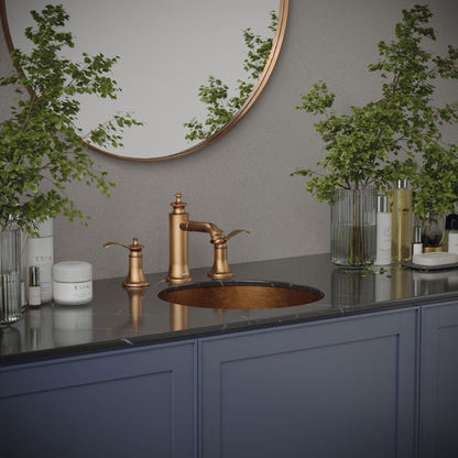 15-3/4" Undermount Stainless Steel Bathroom Sink In Brushed Copper