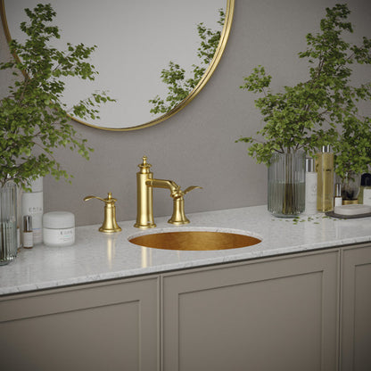 15-3/4" Undermount Stainless Steel Bathroom Sink In Gold