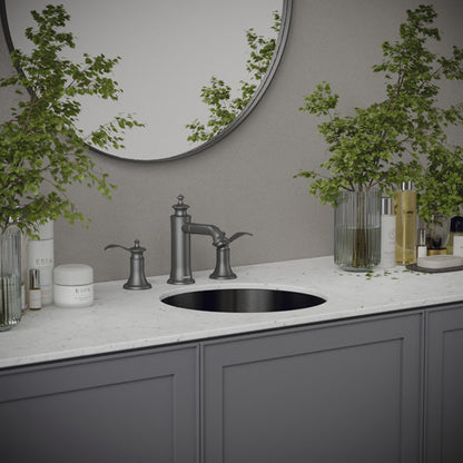 15-3/4" Undermount Stainless Steel Bathroom Sink In Gunmetal Grey