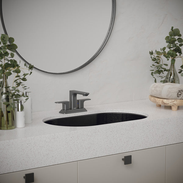 27-1/2" Undermount Stainless Steel Bathroom Sink In Gunmetal Grey