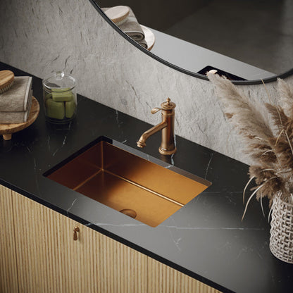 21-5/8" Undermount Stainless Steel Bathroom Sink In Brushed Copper