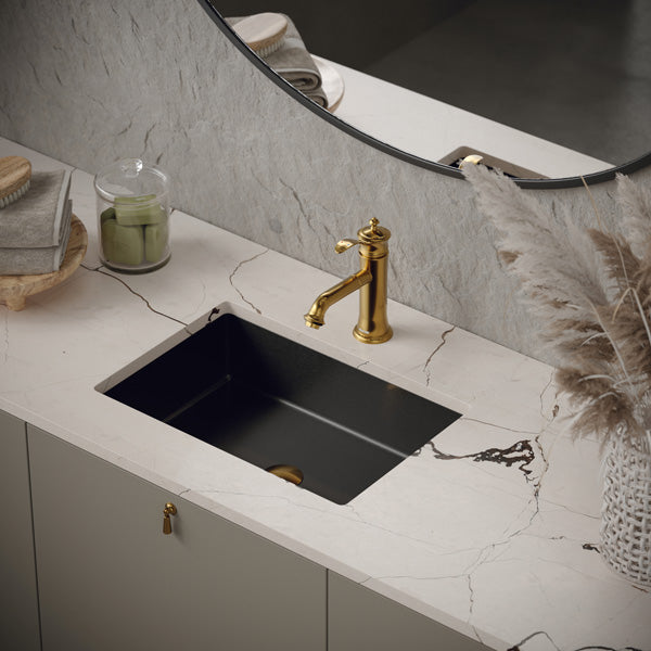 21-5/8" Undermount Stainless Steel Bathroom Sink In Gunmetal Grey