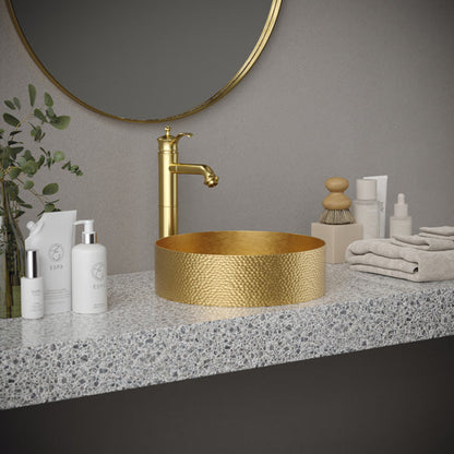 15" Vessel Stainless Steel Bathroom Sink In Gold