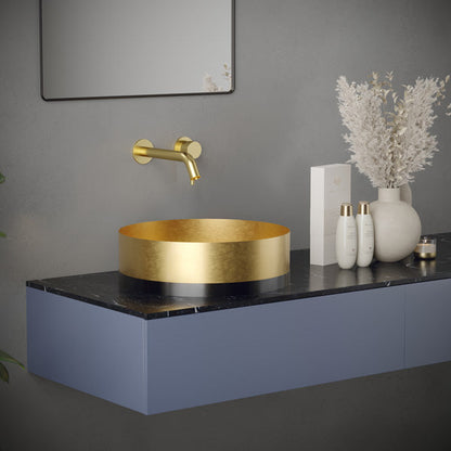 15-3/4" Vessel Stainless Steel Bathroom Sink In Gold & Gunmetal Grey