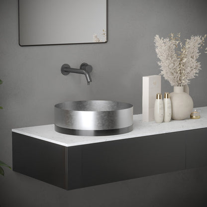 15-3/4" Vessel Stainless Steel Bathroom Sink In Stainless Steel & Gunmetal Grey