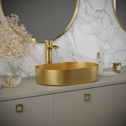 21-5/8" Vessel Stainless Steel Bathroom Sink In Gold
