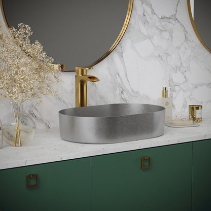 21-5/8" Vessel Stainless Steel Bathroom Sink In Stainless Steel