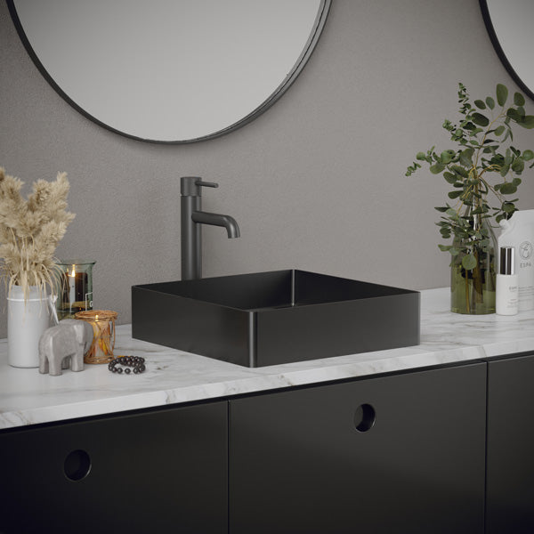 15-3/4" Vessel Stainless Steel Bathroom Sink In Gunmetal Grey