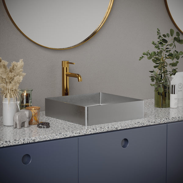 15-3/4" Vessel Stainless Steel Bathroom Sink In Stainless Steel
