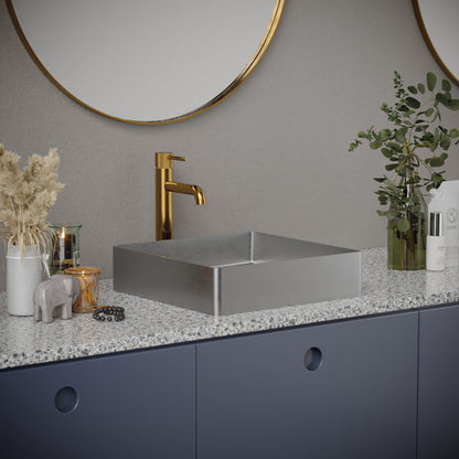 15-3/4" Vessel Stainless Steel Bathroom Sink In Stainless Steel