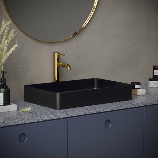23-5/8" Vessel Stainless Steel Bathroom Sink In Gunmetal Grey