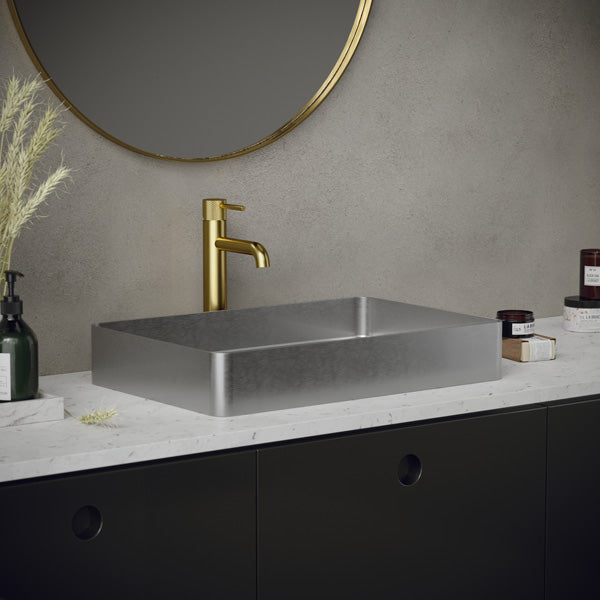 23-5/8" Vessel Stainless Steel Bathroom Sink In Stainless Steel