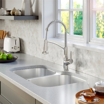 Profile 32" Undermount 16 Gauge Double Offset Bowl Stainless Steel Kitchen Sink with Accessories