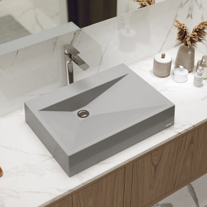 24-1/4" Vessel Quartz Composite Bathroom Sink In Grey