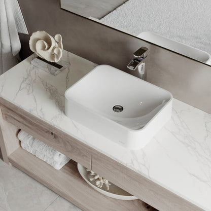 21-1/2" Vessel Quartz Composite Bathroom Sink In White