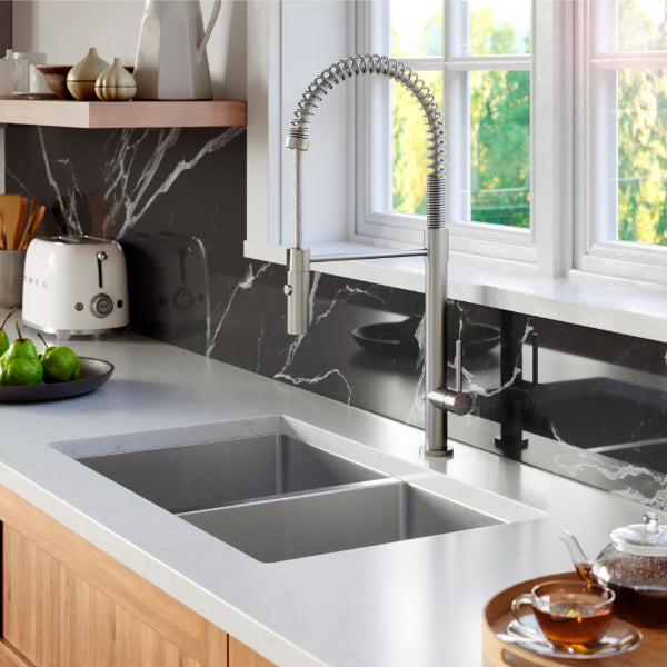 Select 30" Undermount 16 Gauge Double Bowl Stainless Steel Kitchen Sink with Accessories