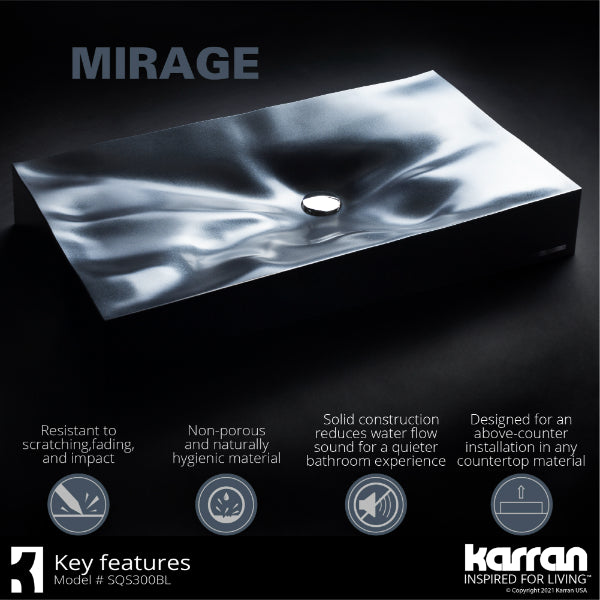 32-1/8" Vessel Quartz Composite Bathroom Sink In Black