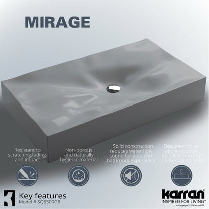 32-1/8" Vessel Quartz Composite Bathroom Sink In Grey